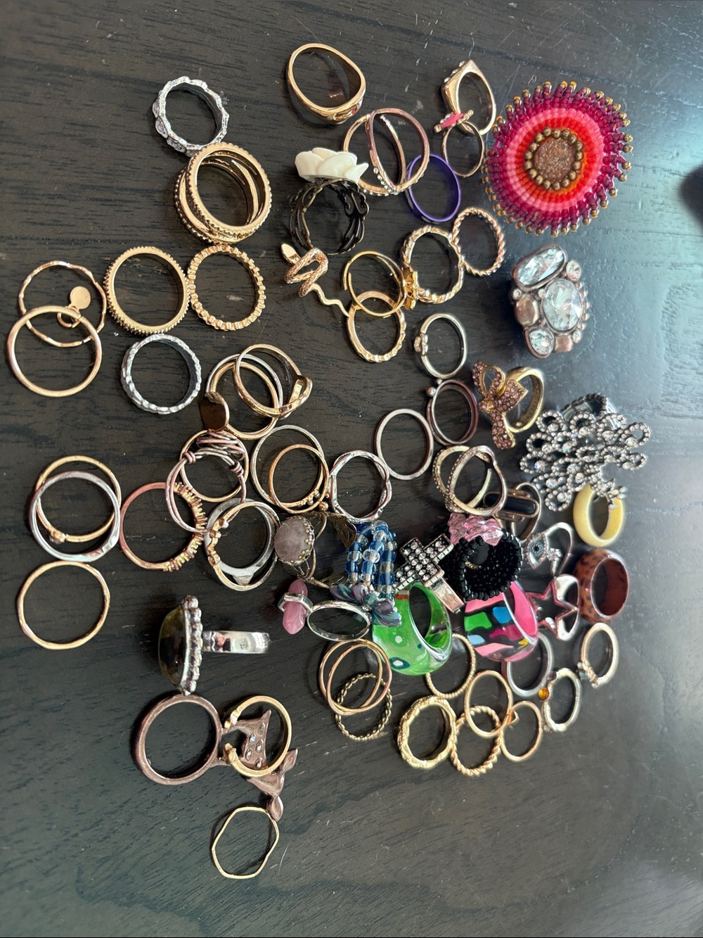 68 Pieces Mixed Women’s Fashion Rings Set — Gold & Multicolor